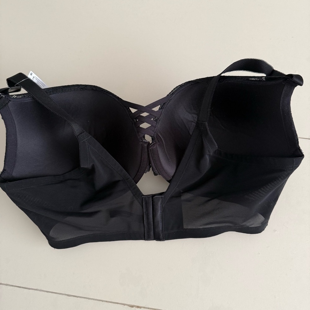 Torrid NWT Rosewood Black Roses Flowers Spring 42DD Bra Plunge Push-Up Coquette - Picture 7 of 8